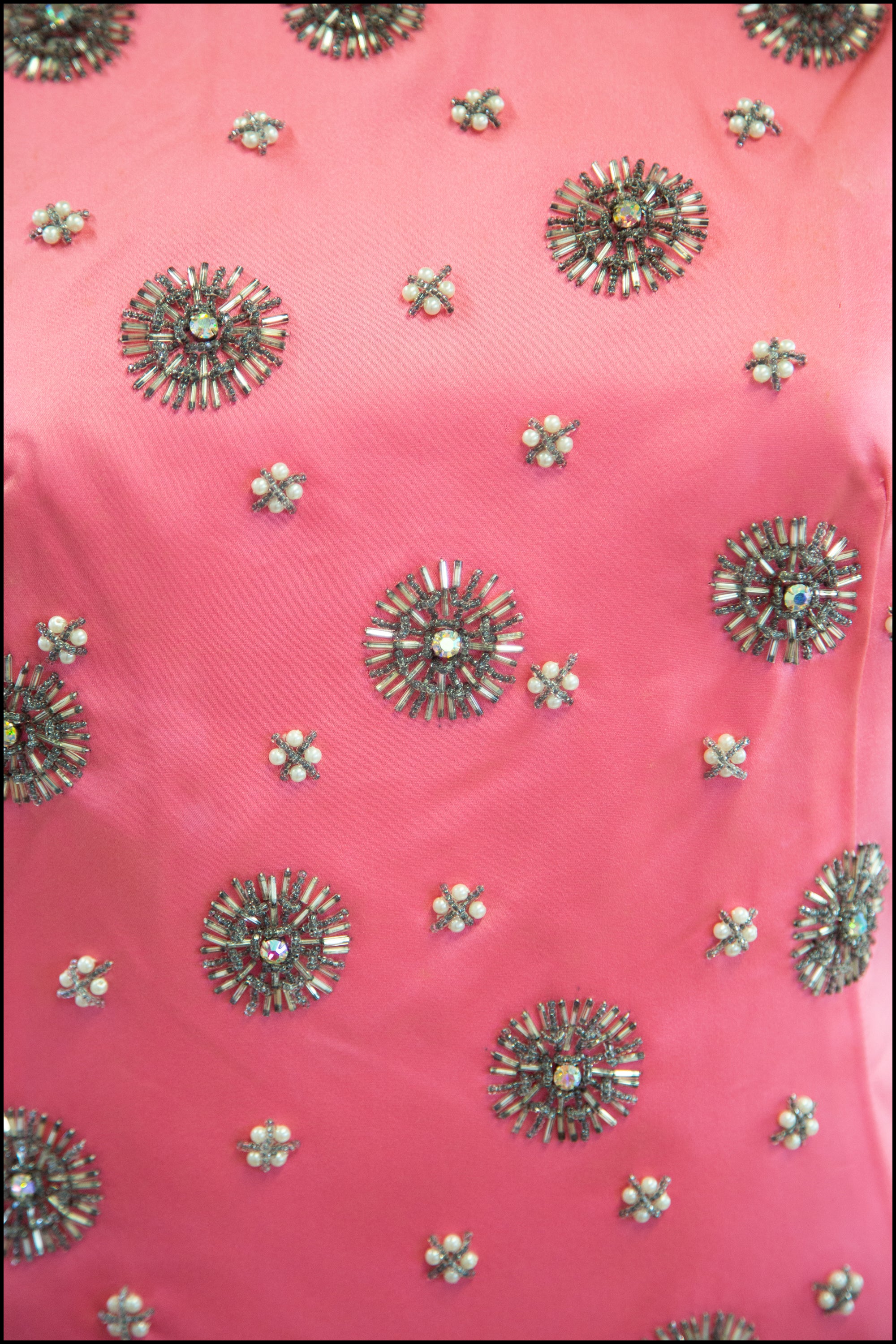 Vintage 1960s Candy Pink Beaded Mini Dress