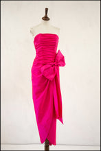 Vintage 1980s Pink Silk Bow Dress