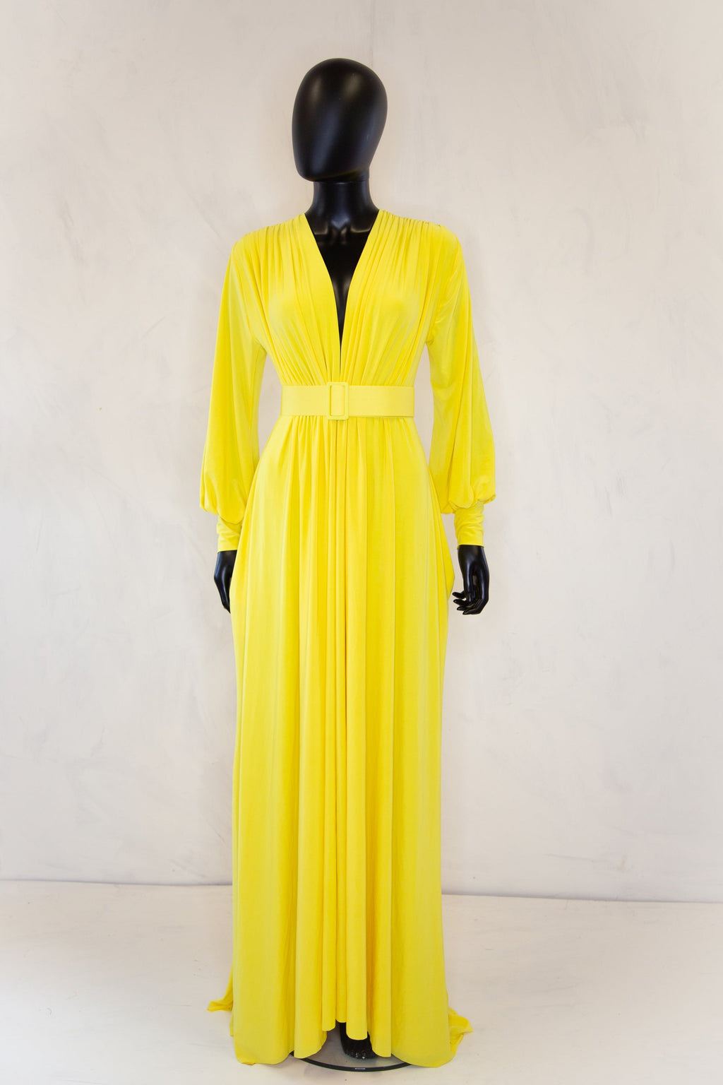yellow maxi dress with bishop sleeves by Alexandra King