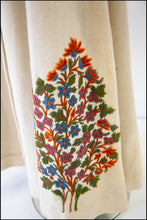 Antique Arts and Crafts Cream Embroidered Wool Maxi Coat