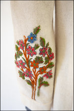 Antique Arts and Crafts Cream Embroidered Wool Maxi Coat