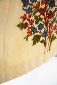 Antique Arts and Crafts Cream Embroidered Wool Maxi Coat