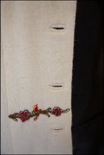 Antique Arts and Crafts Cream Embroidered Wool Maxi Coat