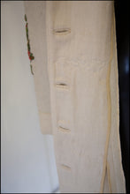 Antique Arts and Crafts Cream Embroidered Wool Maxi Coat