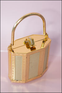 Vintage 1980s Gold Metal Box Bag