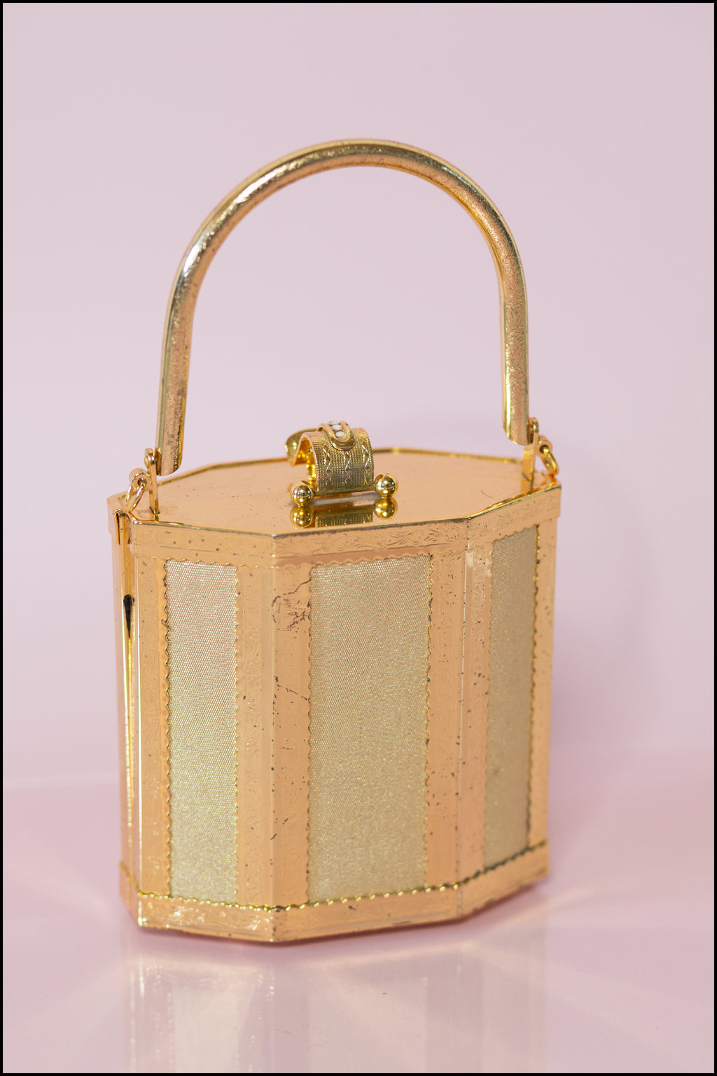 Vintage 1980s Gold Metal Box Bag