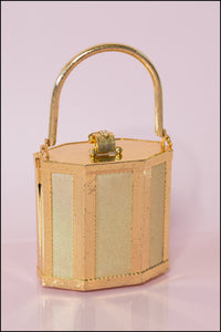 Vintage 1980s Gold Metal Box Bag