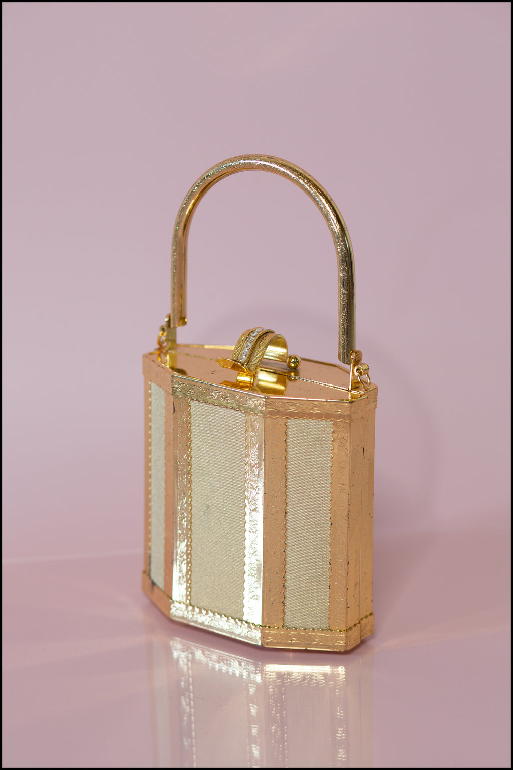Vintage 1980s Gold Metal Box Bag
