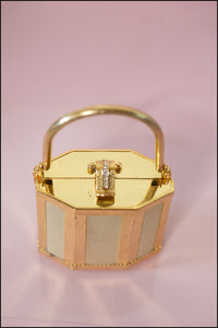 Vintage 1980s Gold Metal Box Bag