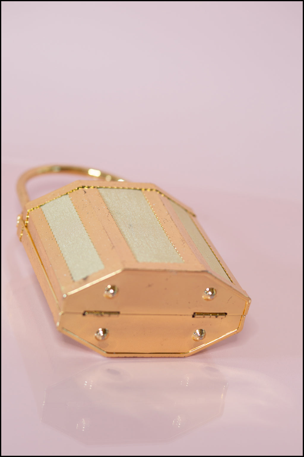 Vintage 1980s Gold Metal Box Bag
