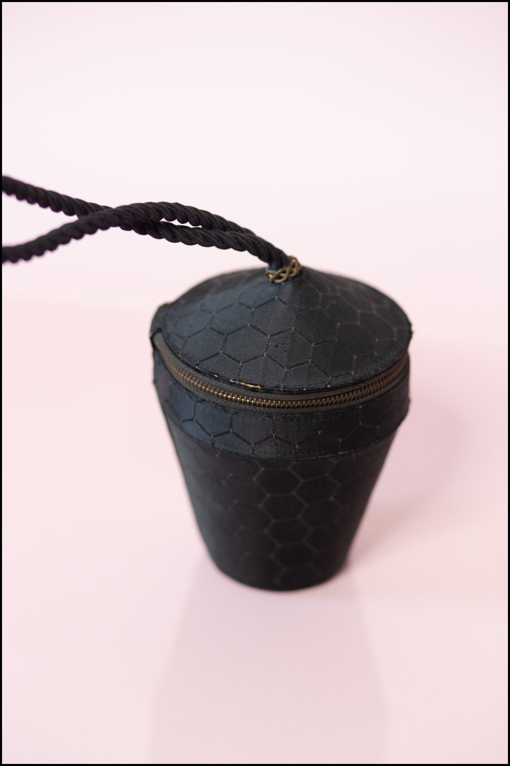 Vintage 1950s Black Silk 'Honey Pot' Evening Bag