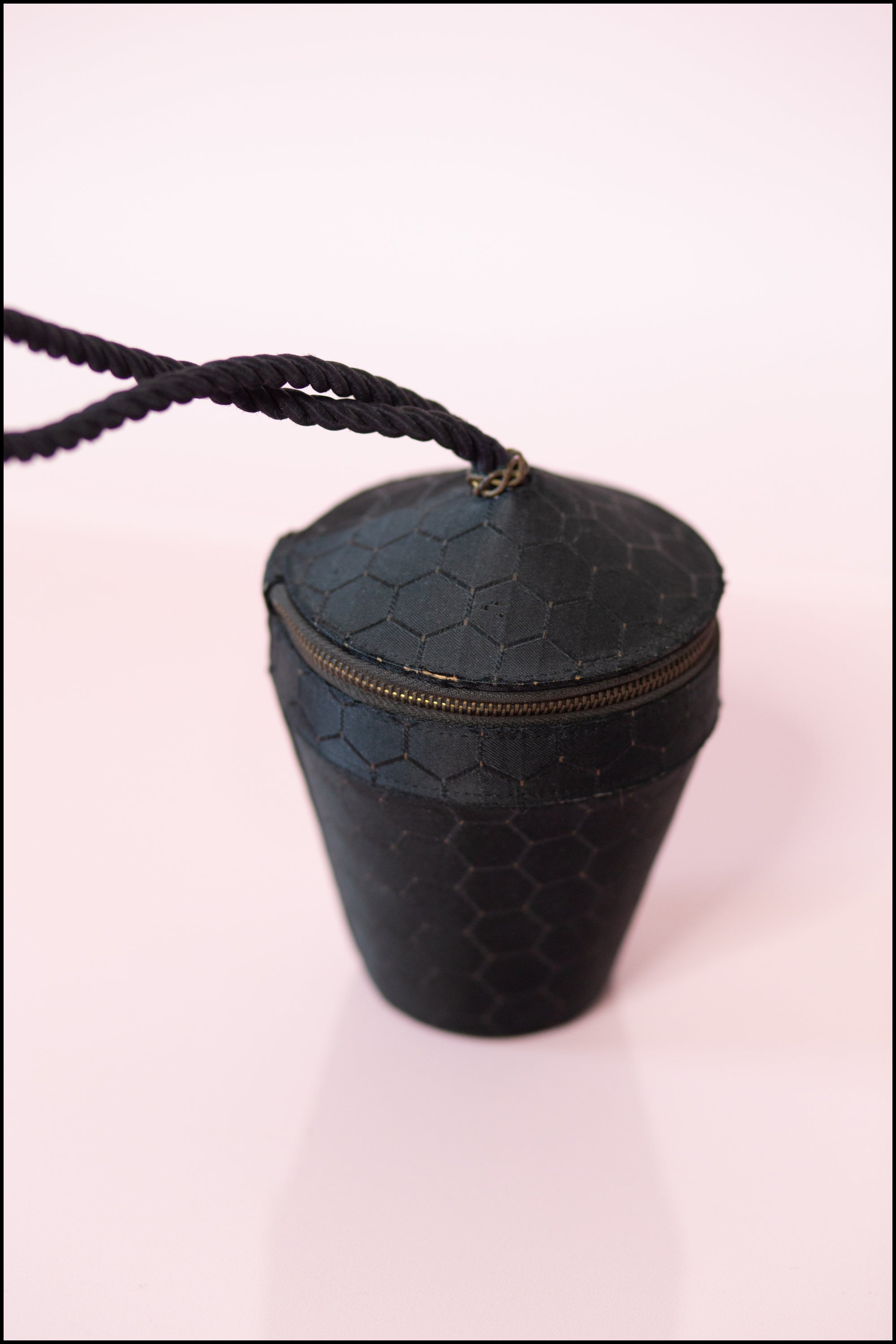 Vintage 1950s Black Silk 'Honey Pot' Evening Bag
