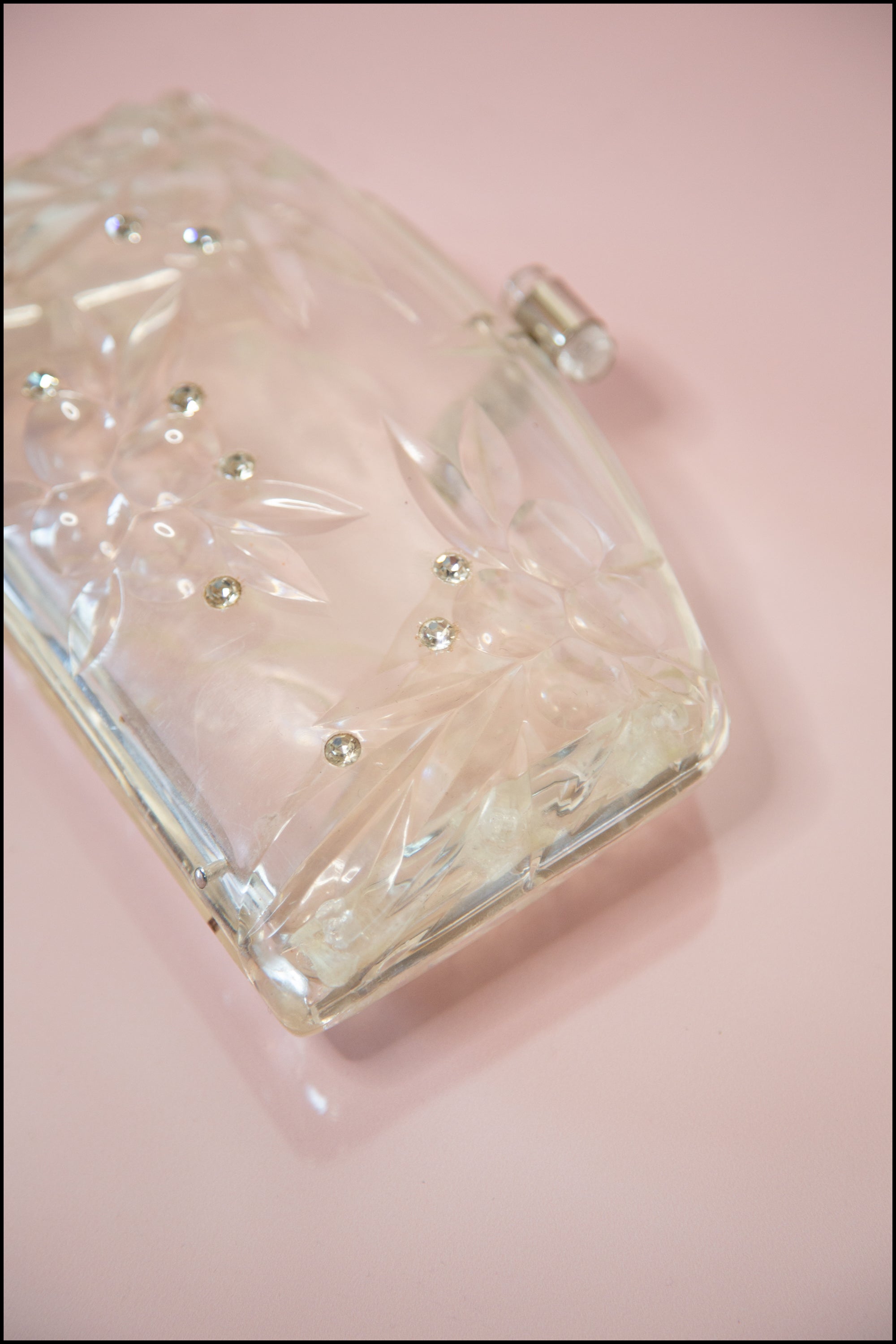 Clear lucite clutch on sale