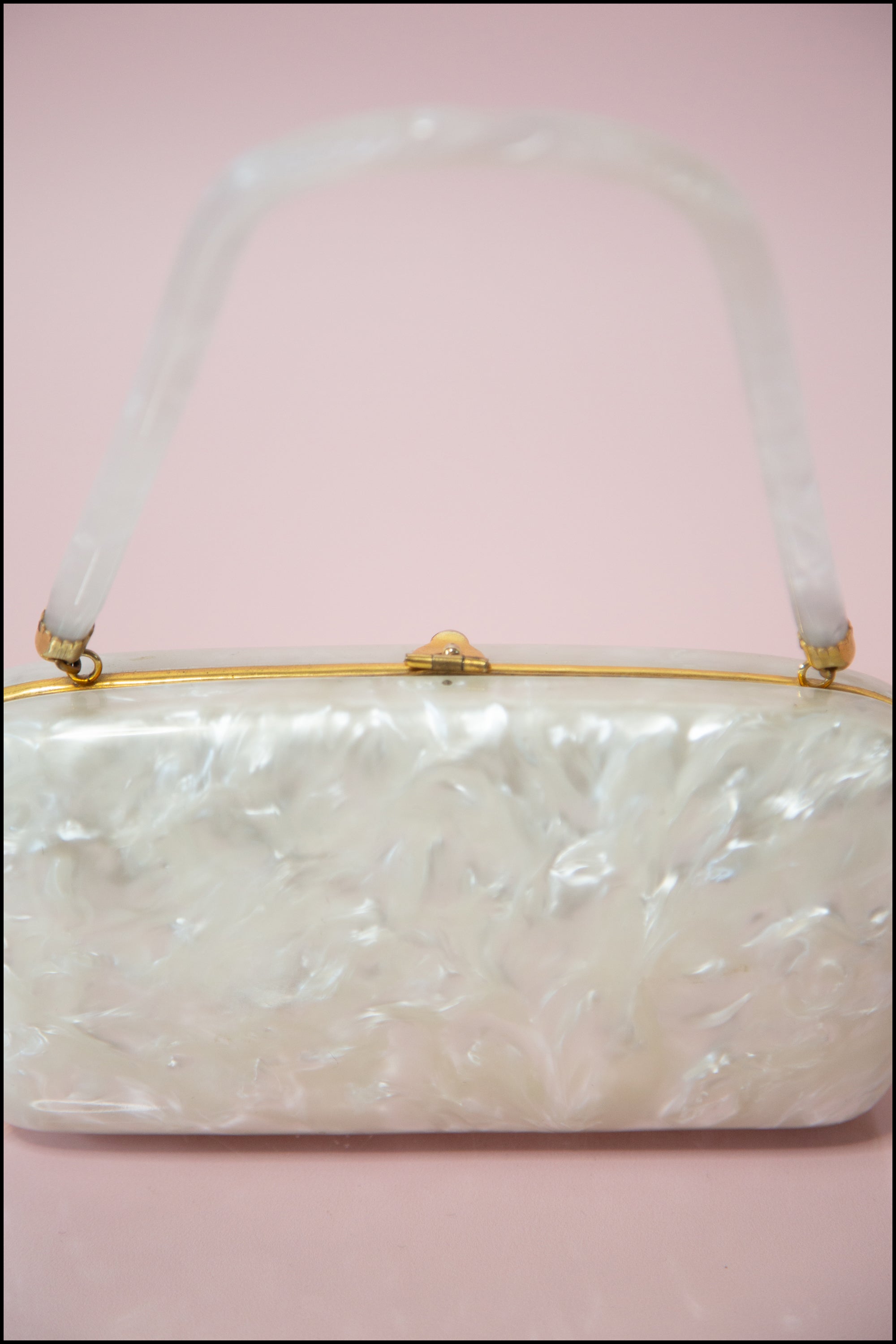 Vintage 1950s Pearl Lucite Compact Bag