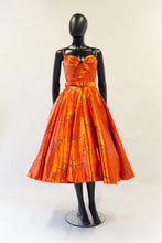 firebird orange vintage satin midi dress by alexandra king