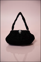 Vintage 1950s Black Velvet Evening Bag