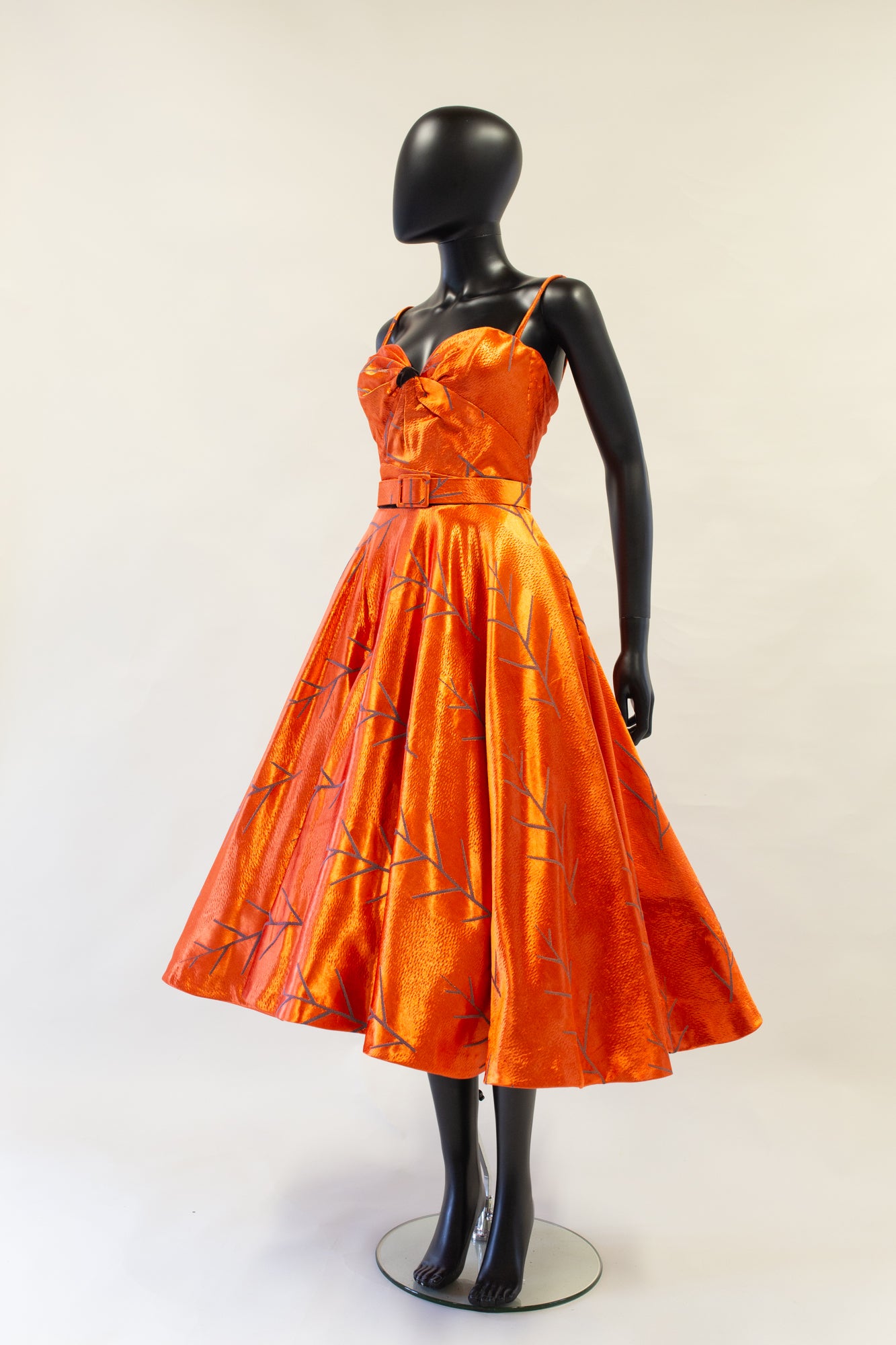 firebird orange satin midi dress by alexandra king 