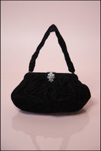 Vintage 1950s Black Velvet Evening Bag
