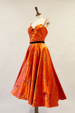 Firebird - Orange Vintage Brocade Midi Dress