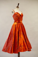 Firebird - Orange Vintage Brocade Midi Dress