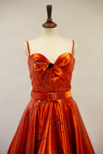 Firebird - Orange Vintage Brocade Midi Dress
