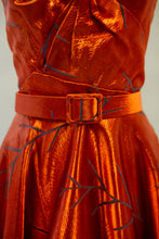 Firebird - Orange Vintage Brocade Midi Dress