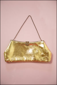 Vintage 1950s Gold Leather Evening Bag