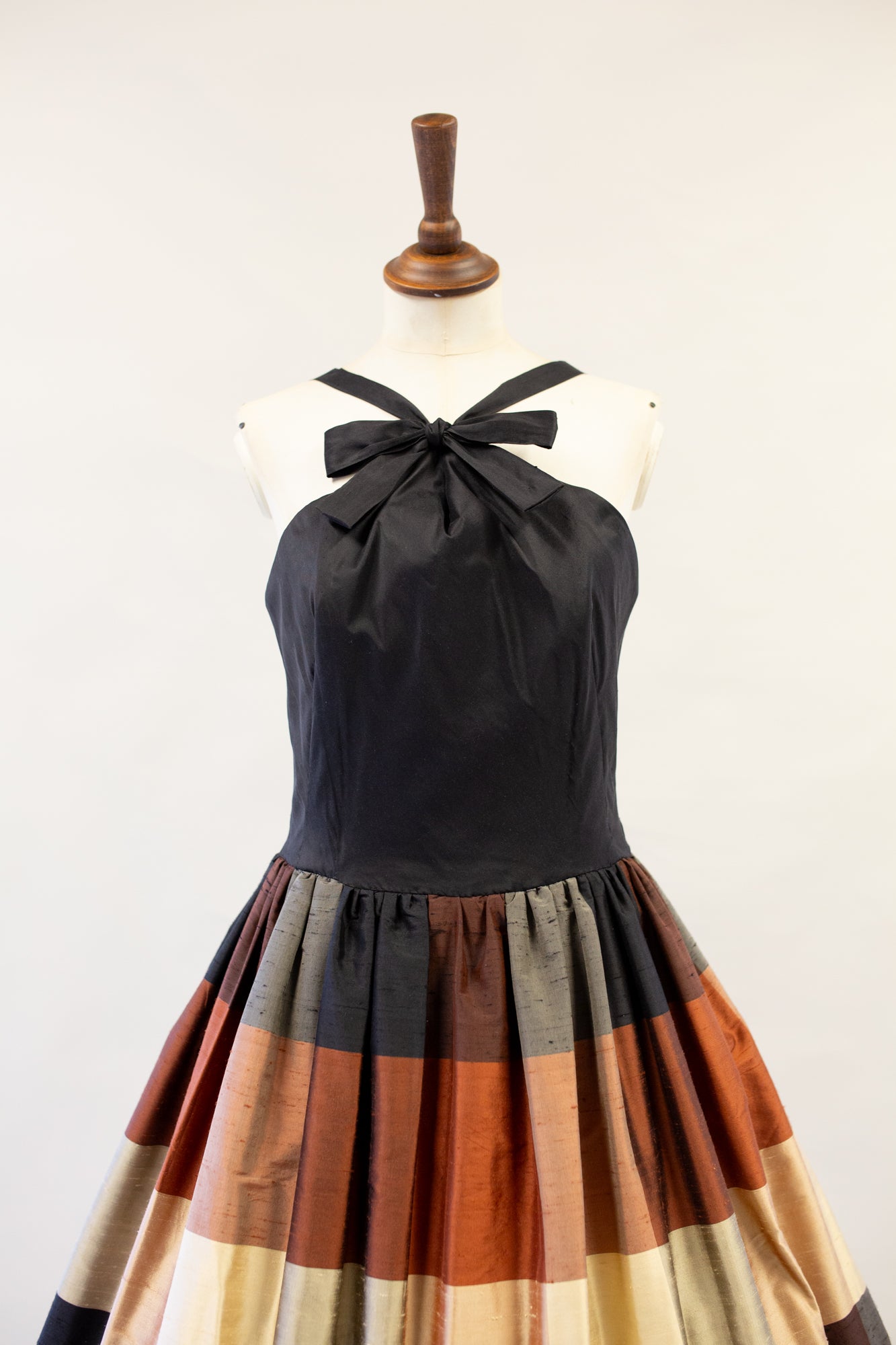 amber silk plaid 1950s style midi dress designed by alexandra king