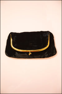 Vintage 1940s Black Velvet Folding Purse ALEXANDRAKING