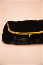 Vintage 1940s Black Velvet Folding Purse