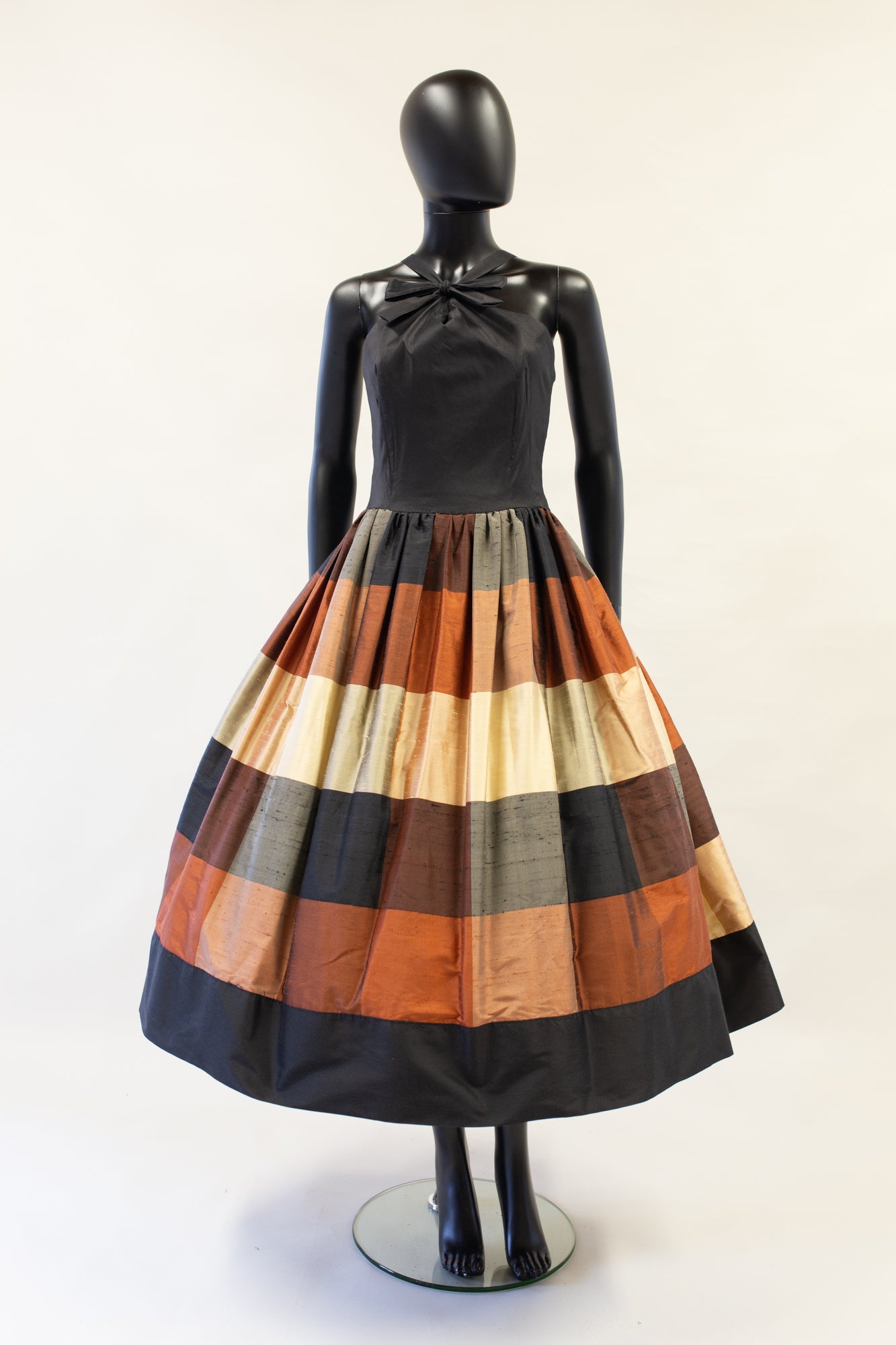 amber silk plaid 1950s style midi dress designed by alexandra king