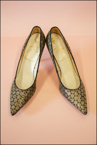 Vintage 1950s Gold Polka Dot Shoes Size 5