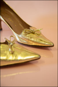 Vintage 1950s Gold Leather Shoes Size 5.5