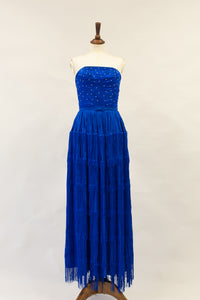 Lapis - Blue Silk Fringed Flapper Gown