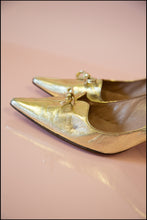 Vintage 1950s Gold Leather Shoes Size 5.5