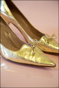 Vintage 1950s Gold Leather Shoes Size 5.5