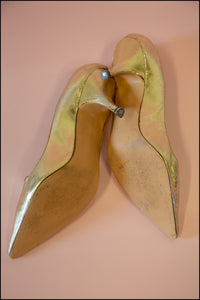 Vintage 1950s Gold Leather Shoes Size 5.5