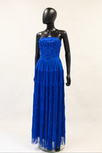 blue tasseled maxi dress by alexandra king lapis