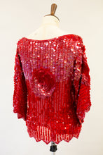 Vintage 1980s Red Silk Sequin Top by Swee - Lo