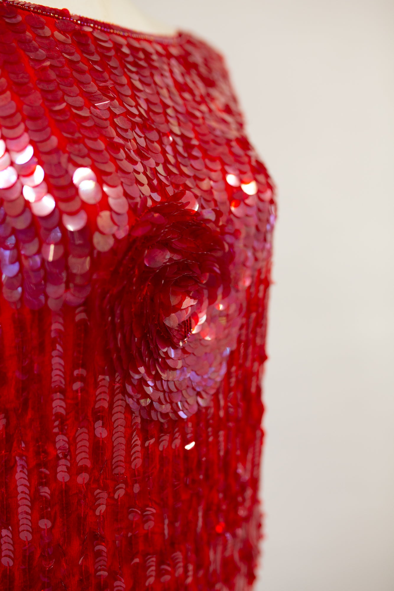 Vintage 1980s Red Silk Sequin Top by Swee - Lo