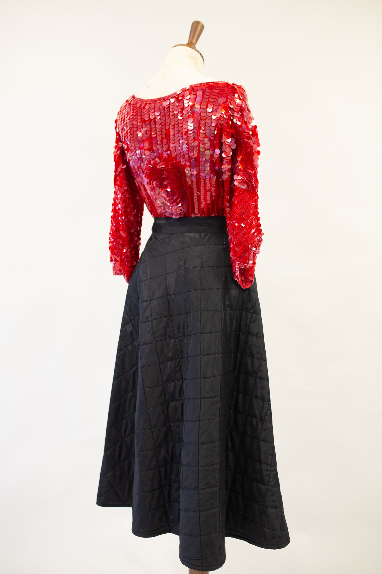 Vintage 1950s Black Quilted Skirt