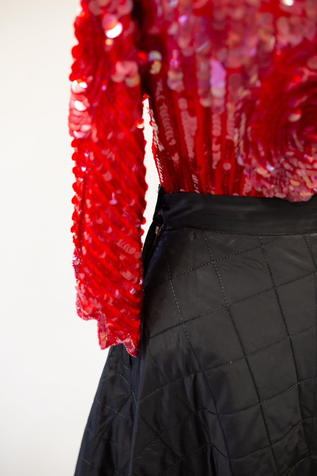 Vintage 1950s Black Quilted Skirt