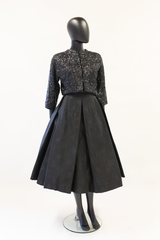 vintage sportaville black full midi skirt