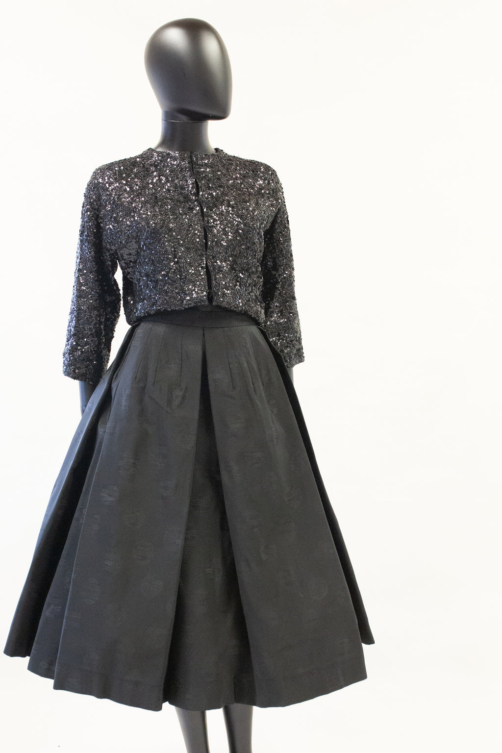 vintage black full midi skirt 