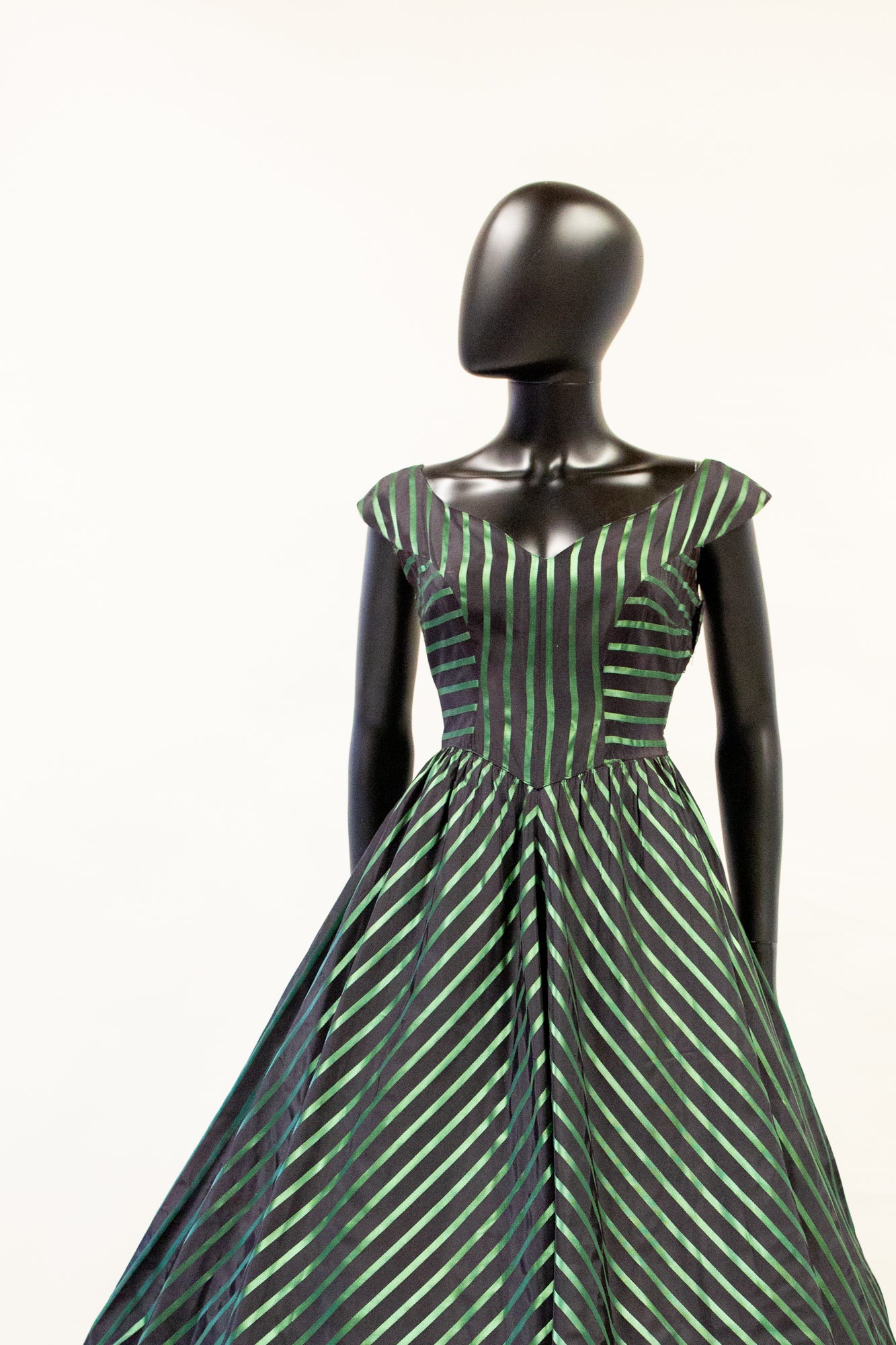 Vintage 1950s Green Stripe Dress