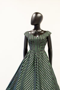 Vintage 1950s Green Stripe Dress