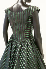 Vintage 1950s Green Stripe Dress