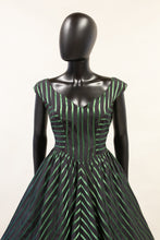 Vintage 1950s Green Stripe Dress