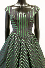 Vintage 1950s Green Stripe Dress