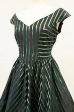 Vintage 1950s Green Stripe Dress